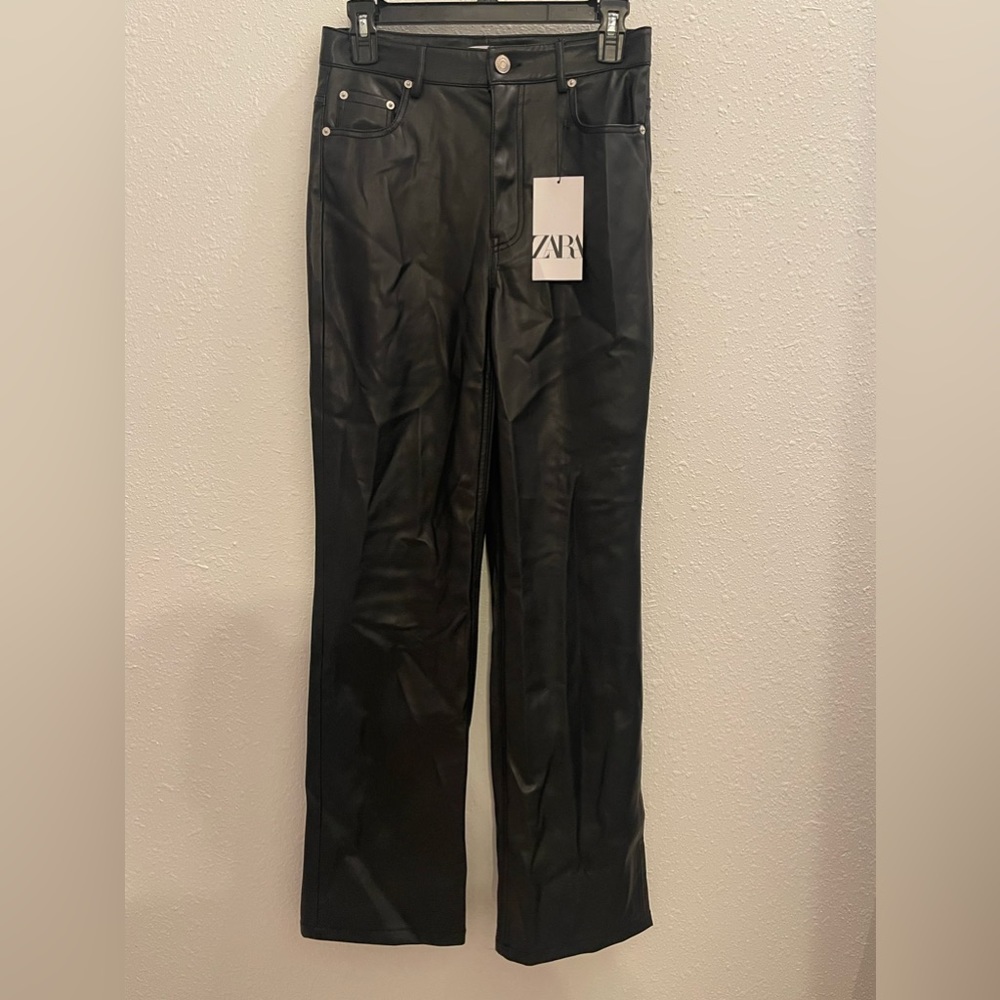 Zara Faux Leather Straight Pants